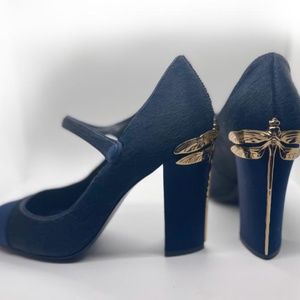 Rare, gorgeous Tory Burch Dragon Fly Leather Heeled Mary Jane Shoes